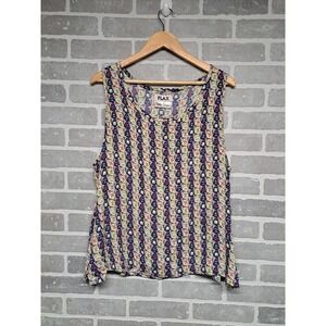 FLAX Womens  Multicolor Sleeveless‎ Abstract Geometric Patterned Tank Top Size L